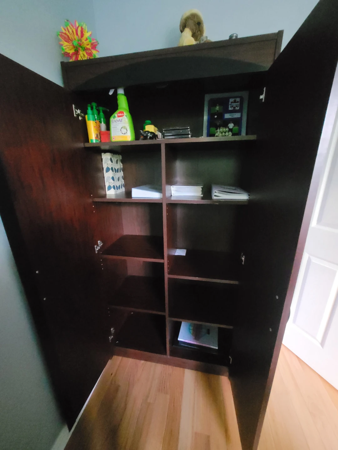 Dark Wood Tall Cabinet with Doors - photo 3
