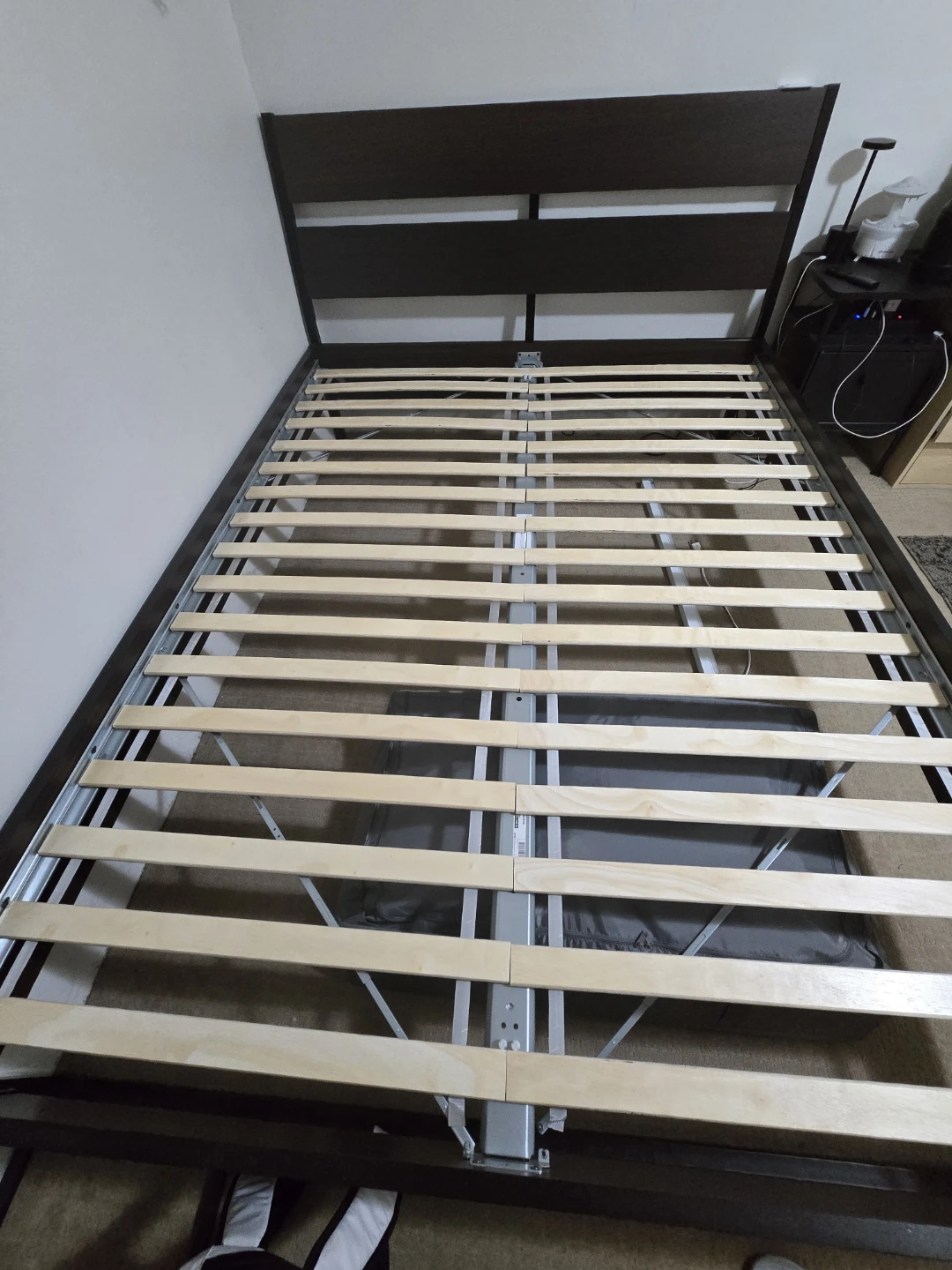 Ikea Queen Bed Frame with Zinus Mattress & new Slats.