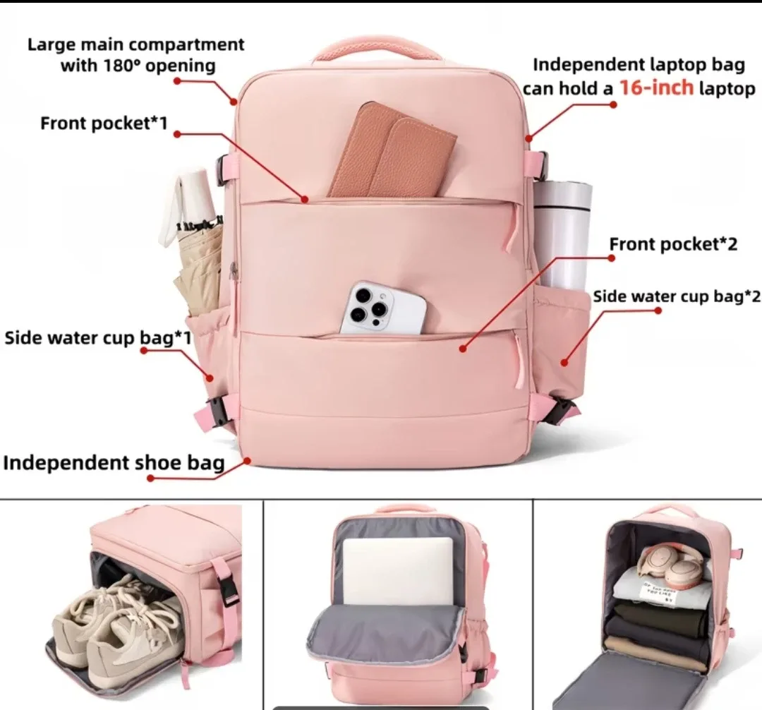 Beige Backpack with Laptop Compartment - photo 2
