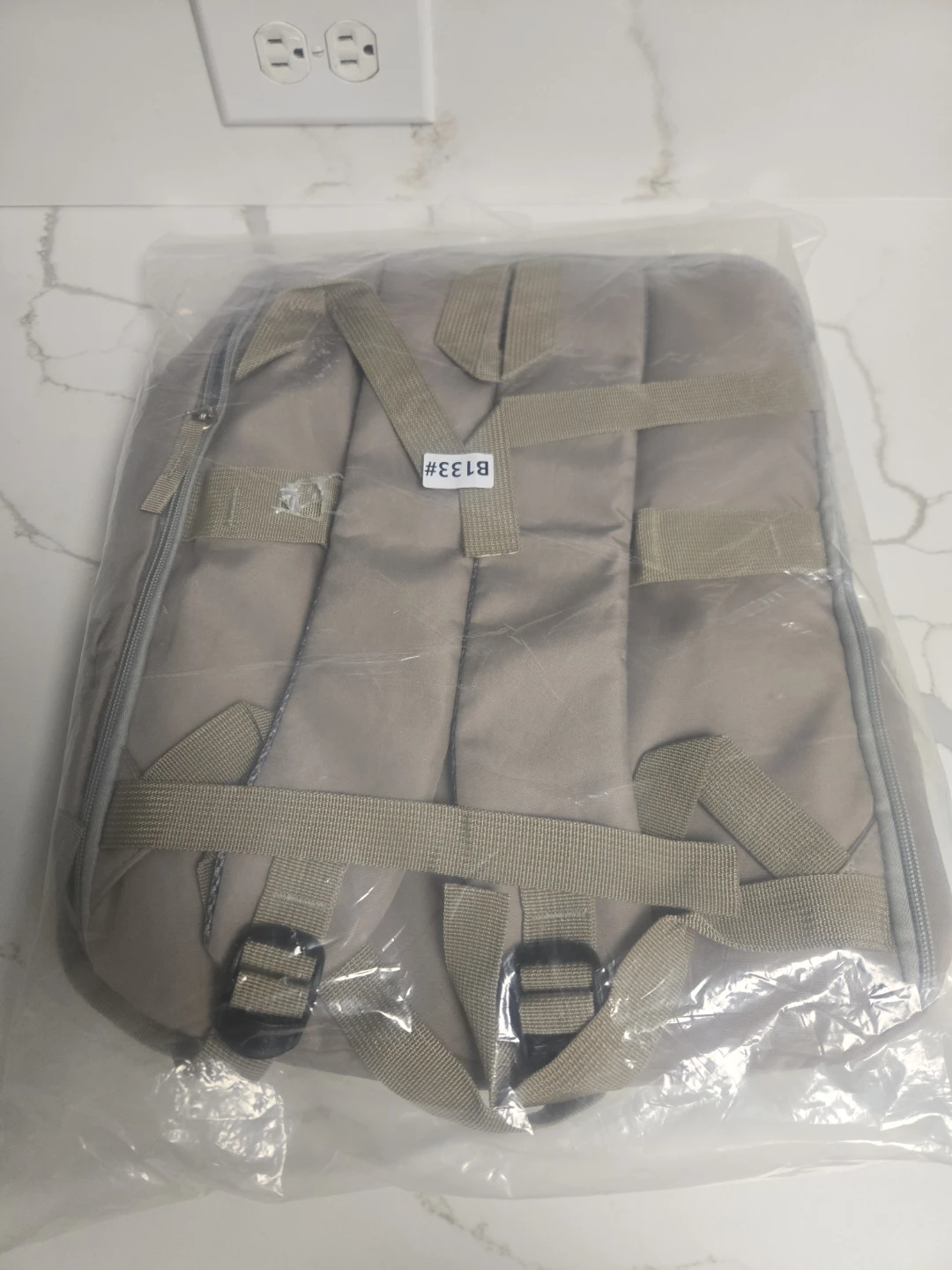 Beige Backpack with Laptop Compartment - photo 4