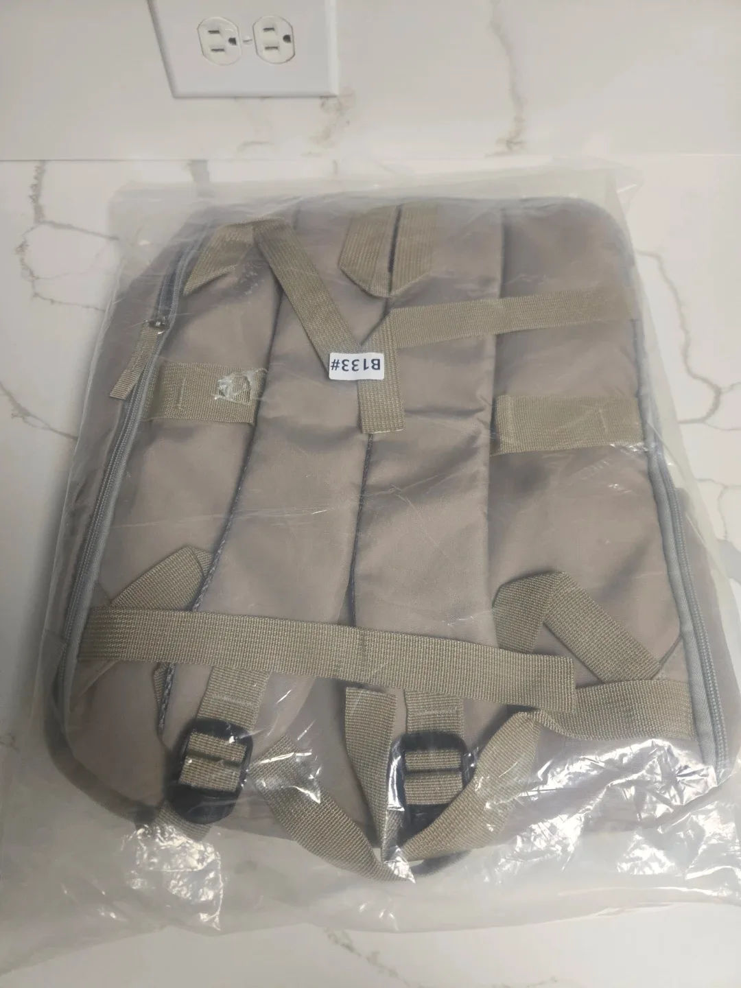 Beige Backpack with Laptop Compartment - photo 4