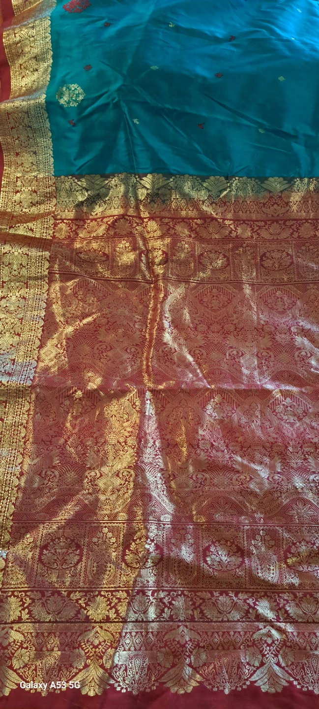 Teal and Gold Saree