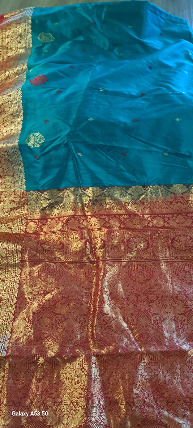Teal and Gold Saree - photo 2