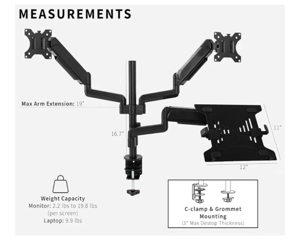 VIVO Dual Monitor and Laptop Mount - photo 3