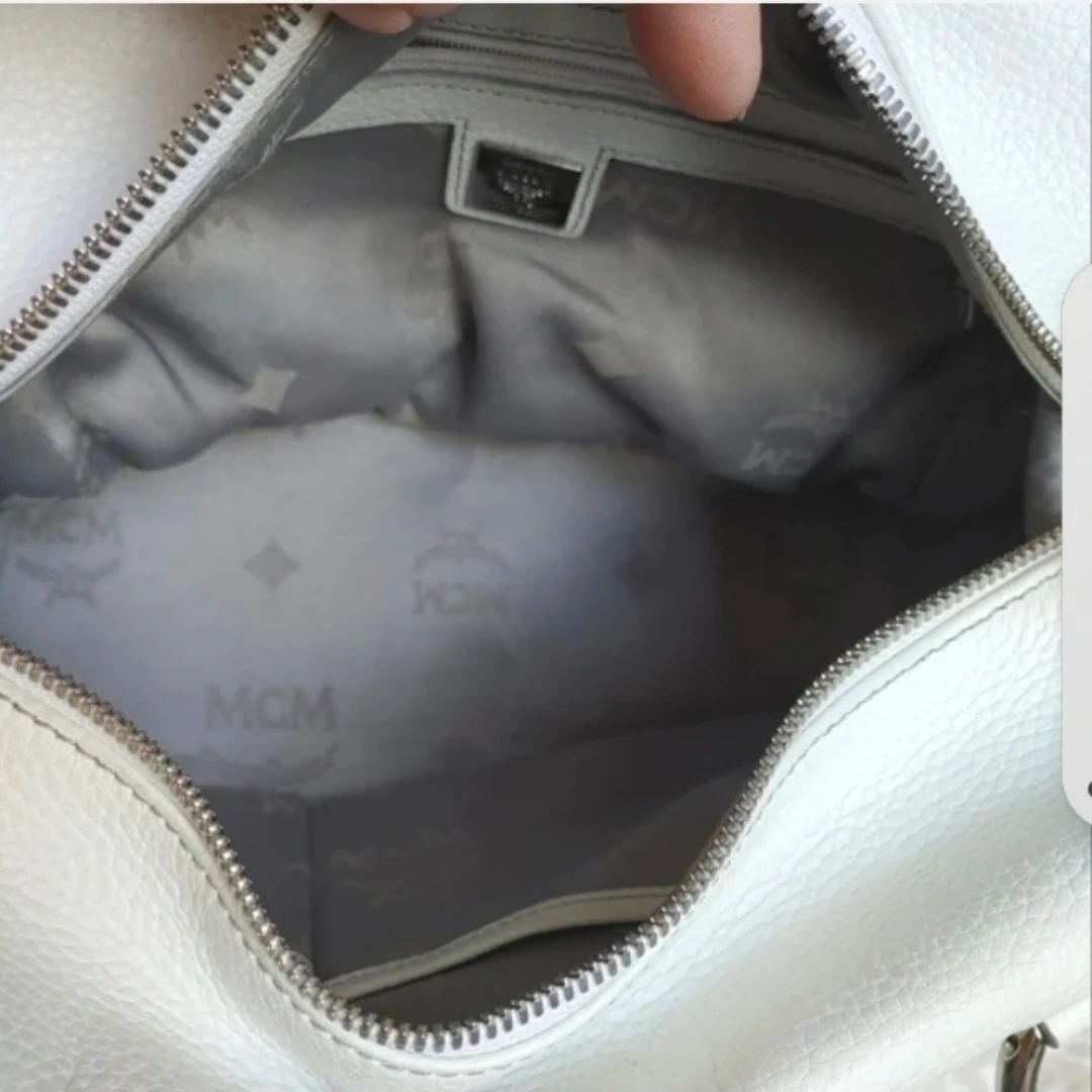 MCM White Leather & Gray Monogram Bag - photo 4