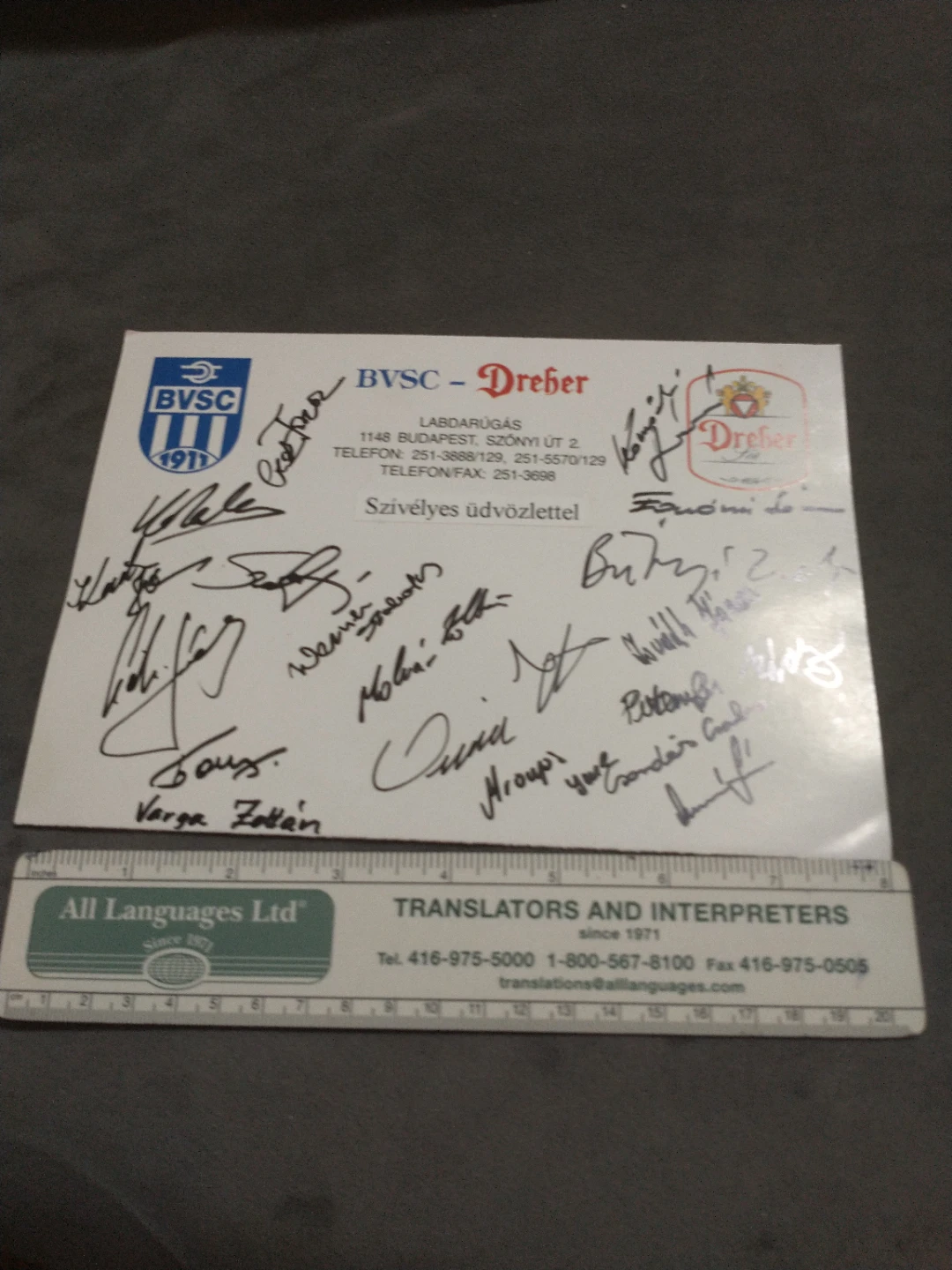 Late 1990s BVSC Budapesti Vasutas Sport Club Auto Signed Card - photo 3