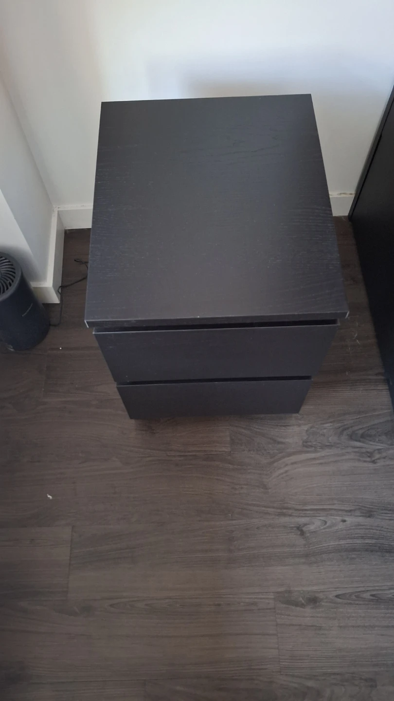 Black 2-Drawer Nightstand - photo 2