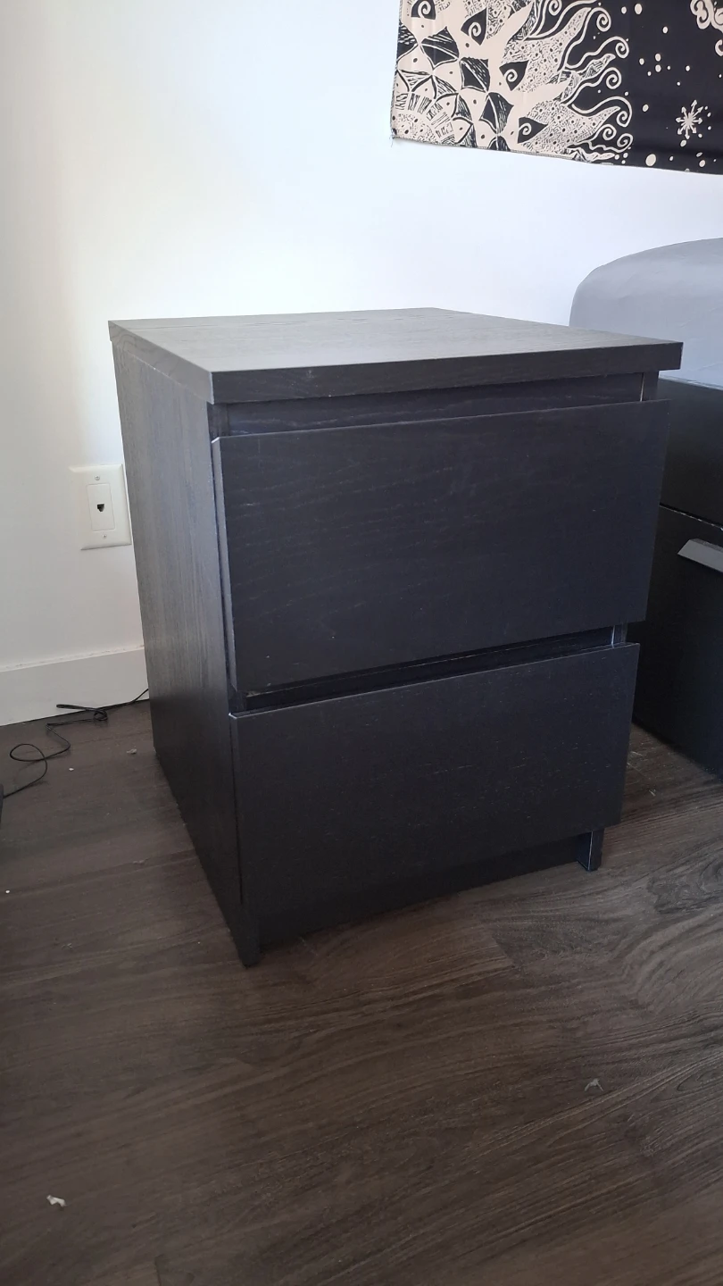 Black 2-Drawer Nightstand - photo 3