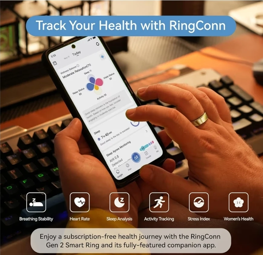 New RingConn Gen 2 Smart Ring, Royal Gold (SIZE 10) - photo 5