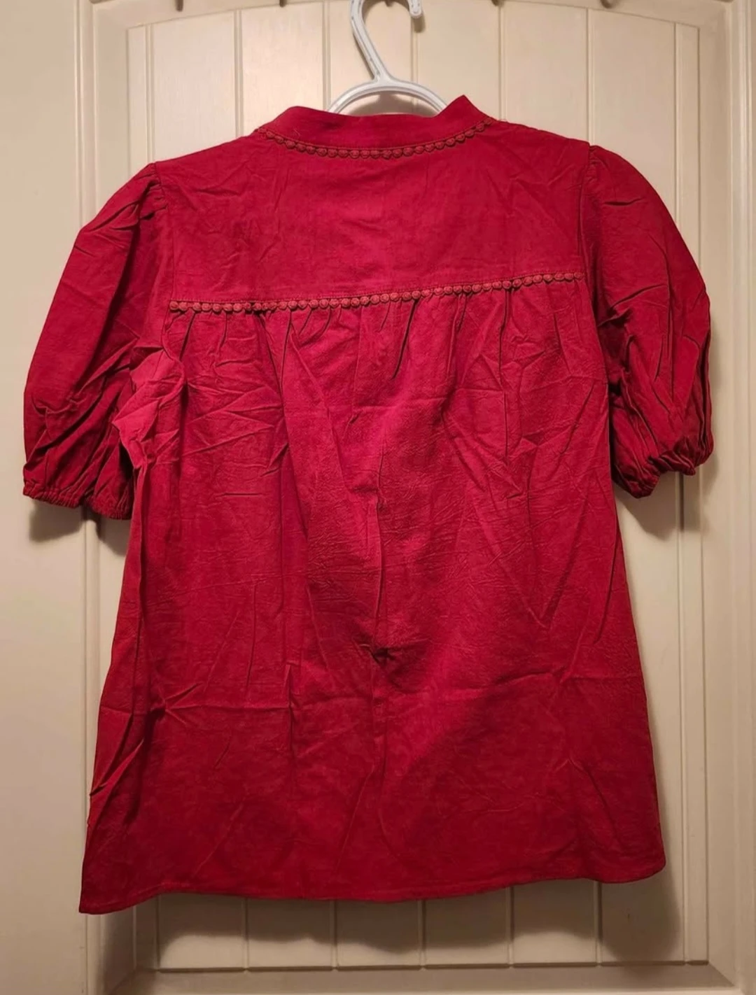 Pretty Garden Red Button-Up Blouse - Size S - photo 3