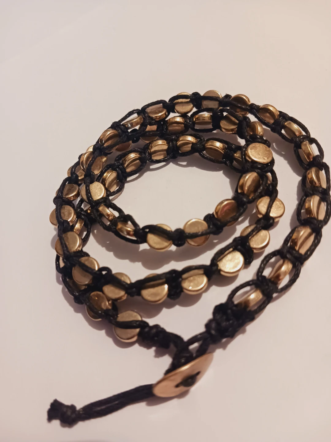 Cute Wrap Bracelet with Gold-Tone Beads