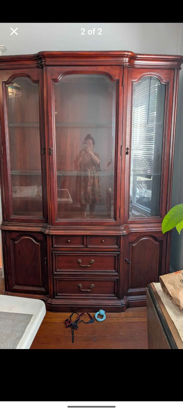 Wooden Display Cabinet with Glass Doors