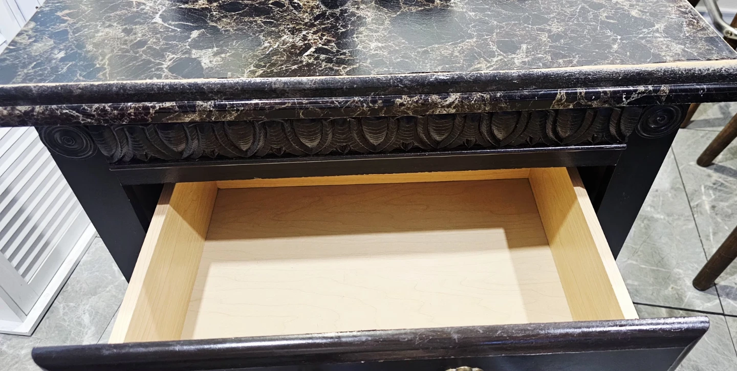Dark Brown Nightstand with Faux Marble Top - photo 2