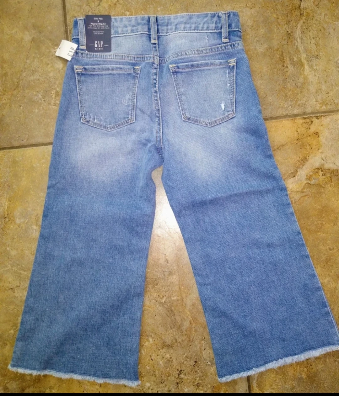 Brand New With Tags Girl's Cropped 3/4 Length Blue Jeans - photo 2
