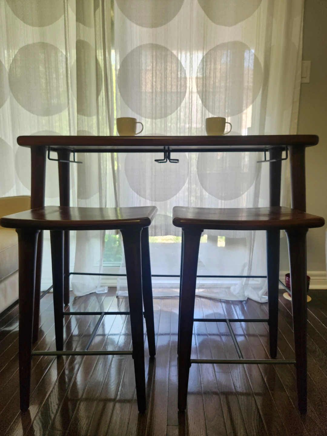 Wooden Bar Table and 2 Stools Set