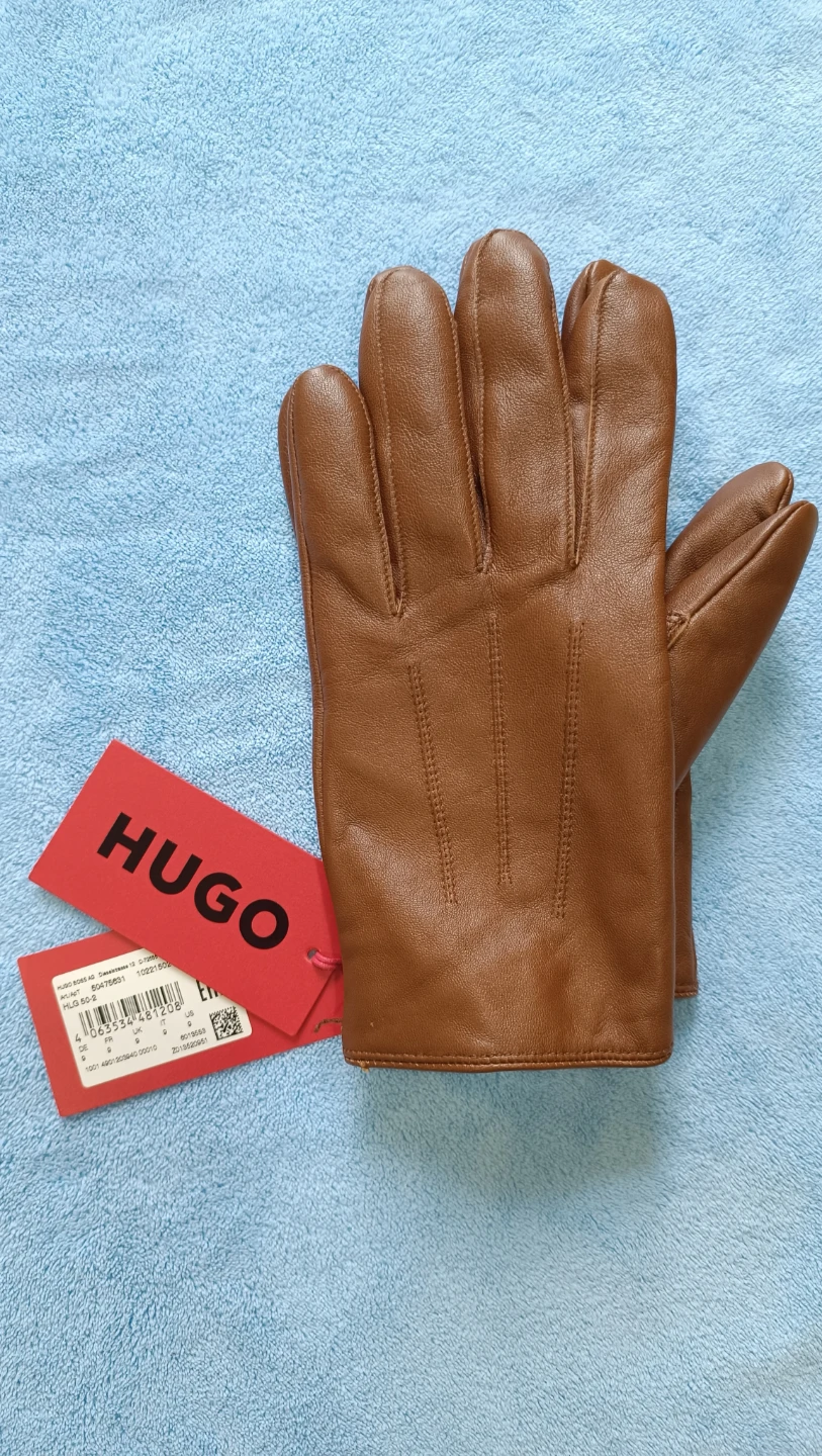 Hugo Boss Leather Gloves - Brown - Size 9 - photo 2