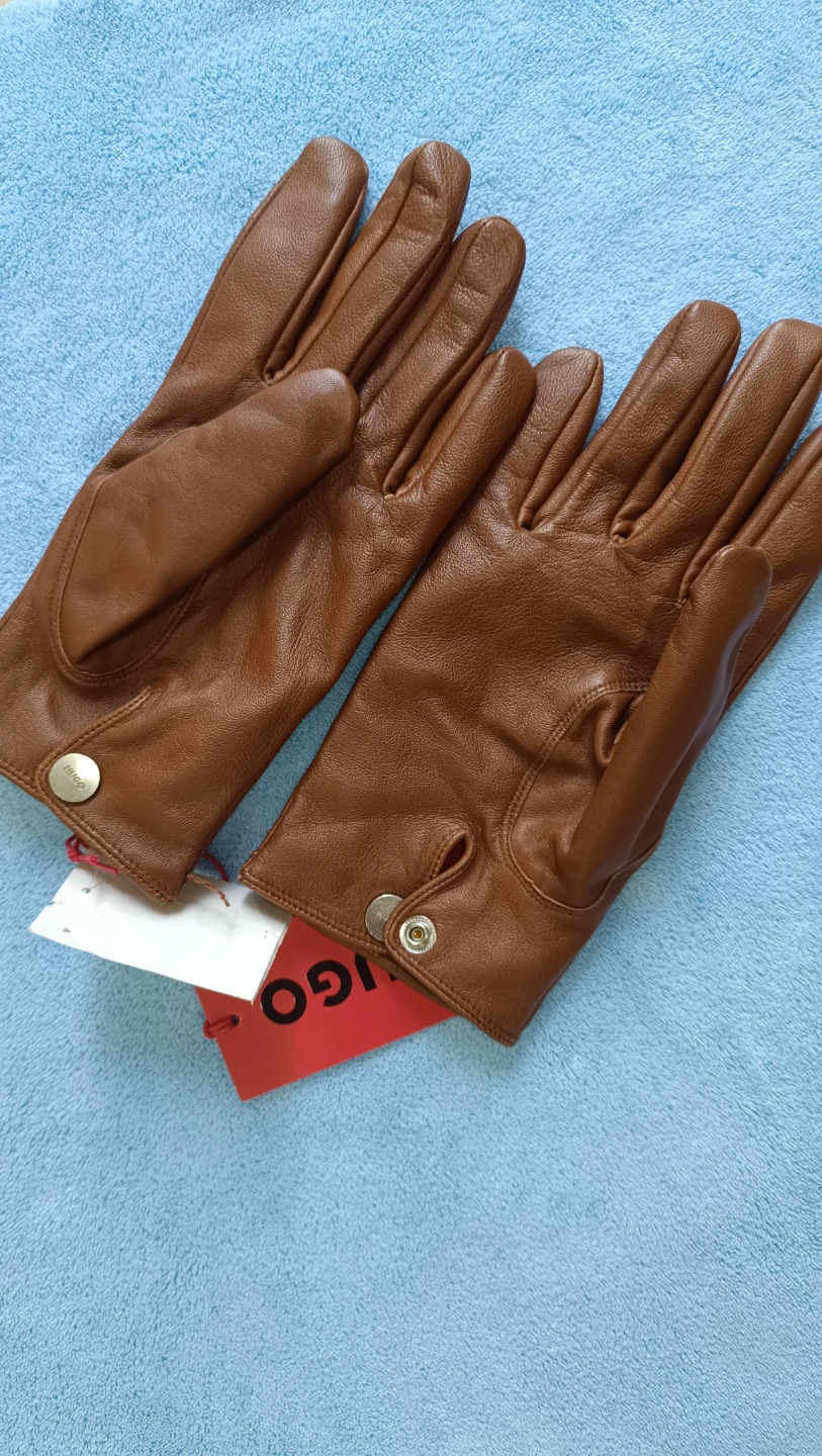 Hugo Boss Leather Gloves - Brown - Size 9 - photo 4