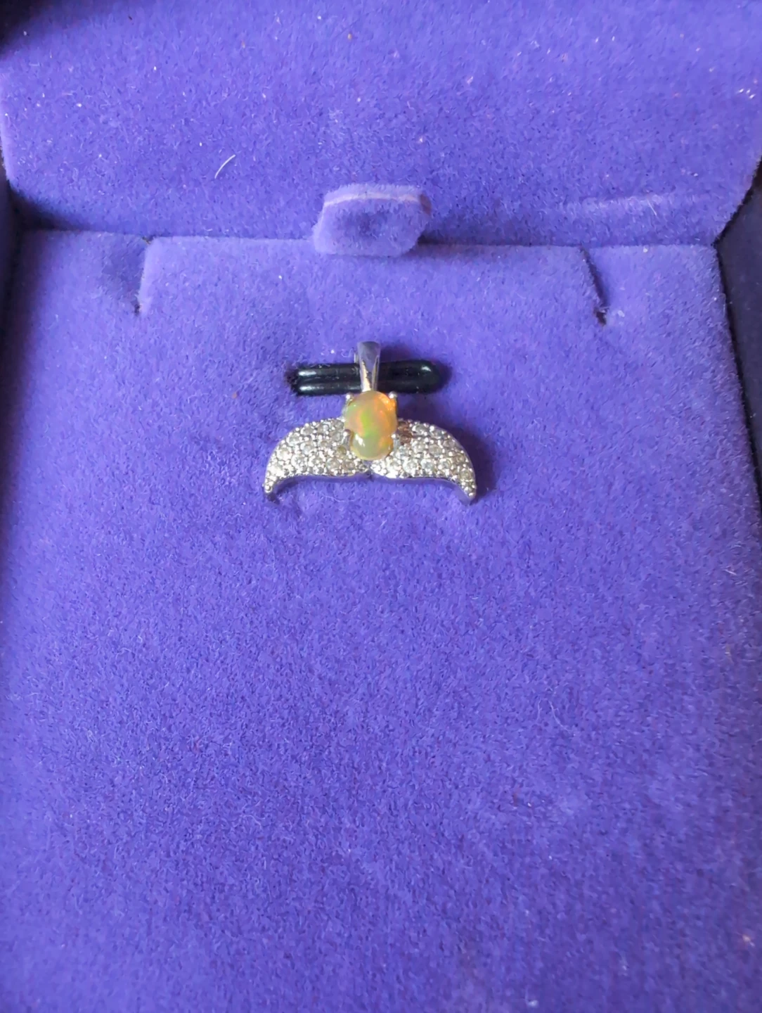 Opal and Diamond Pendant in Sterling Silver