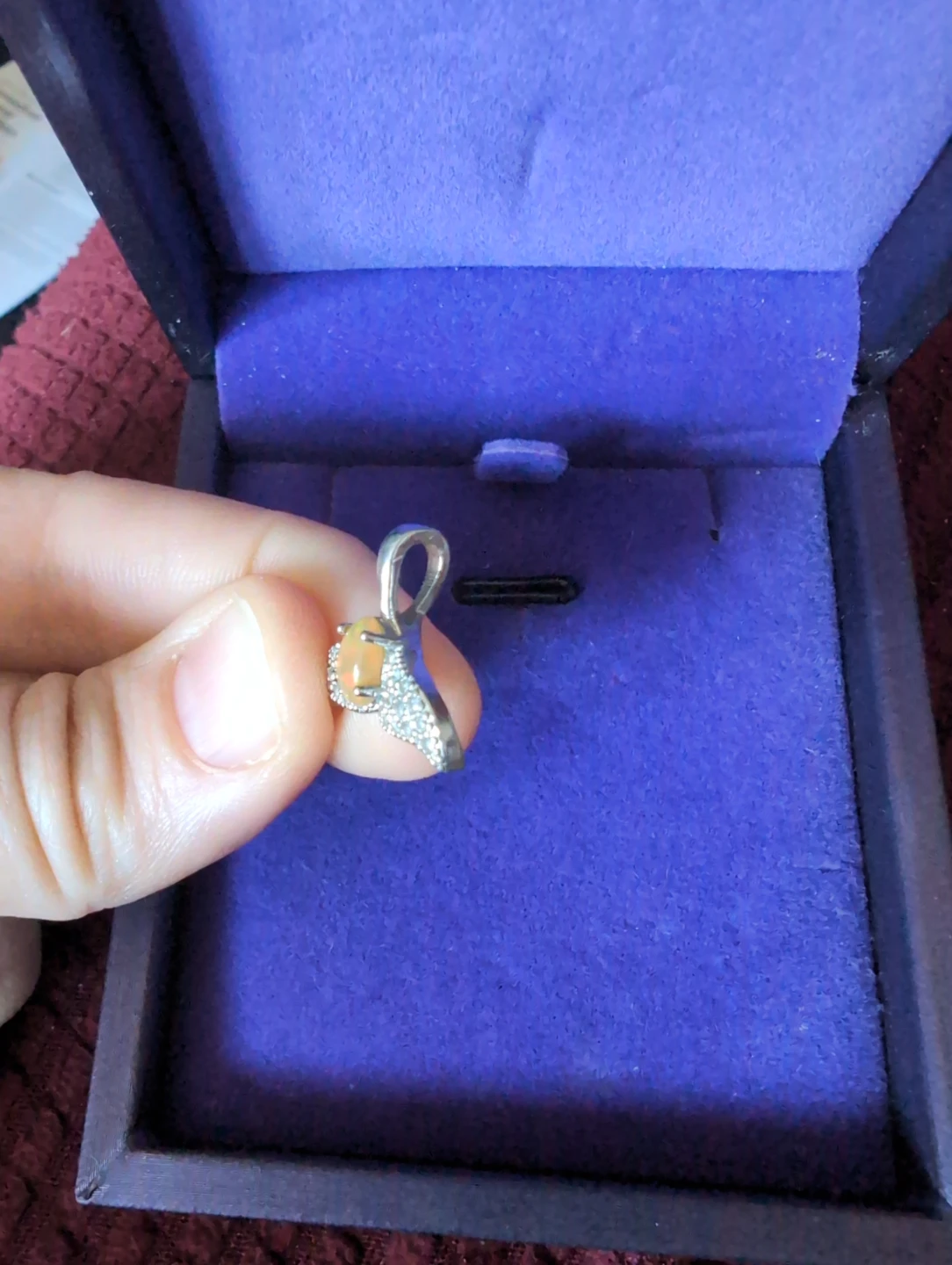 Opal and Diamond Pendant in Sterling Silver - photo 3