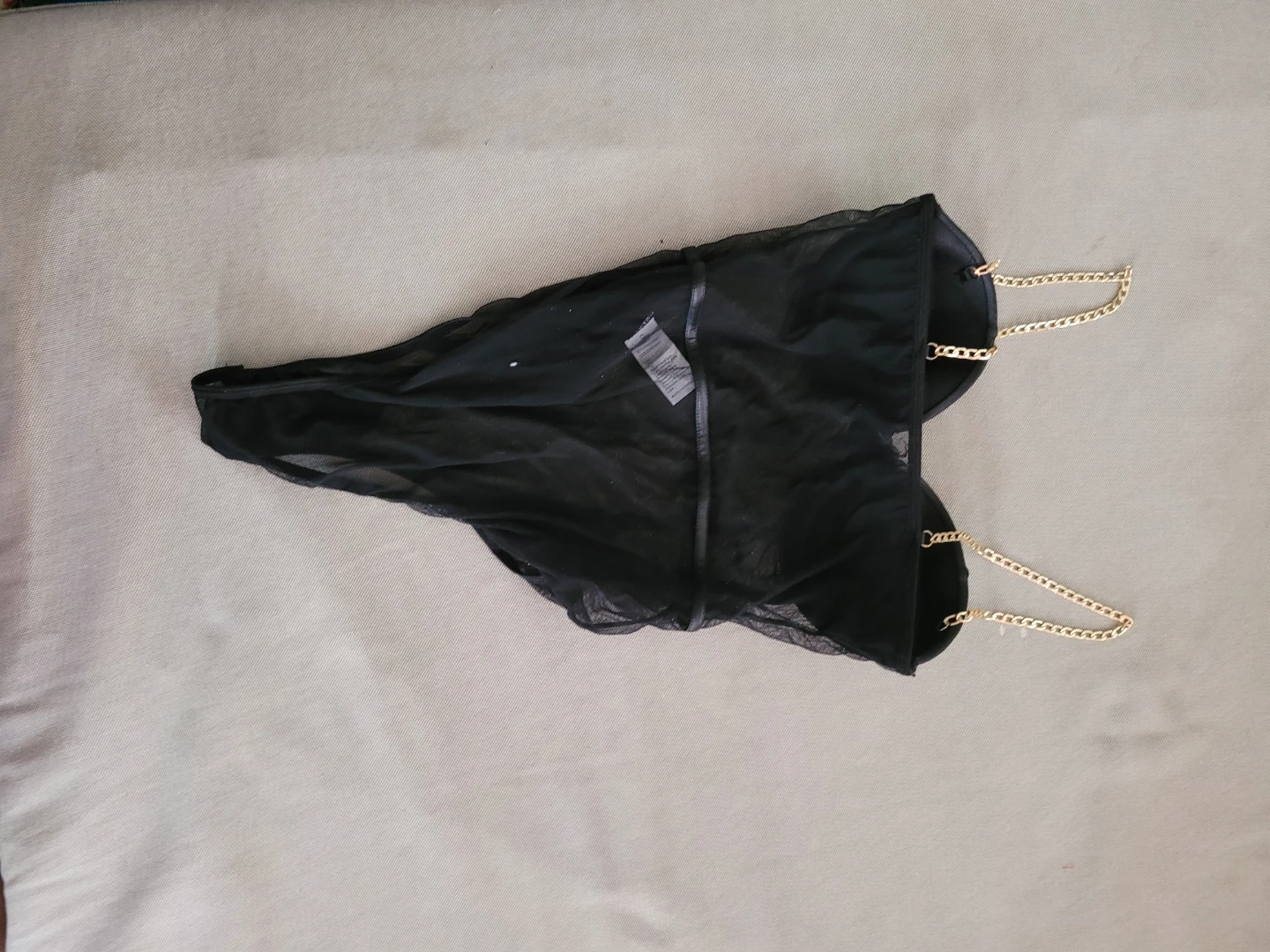 Black Mesh Corset with Gold Chain Detail - photo 2