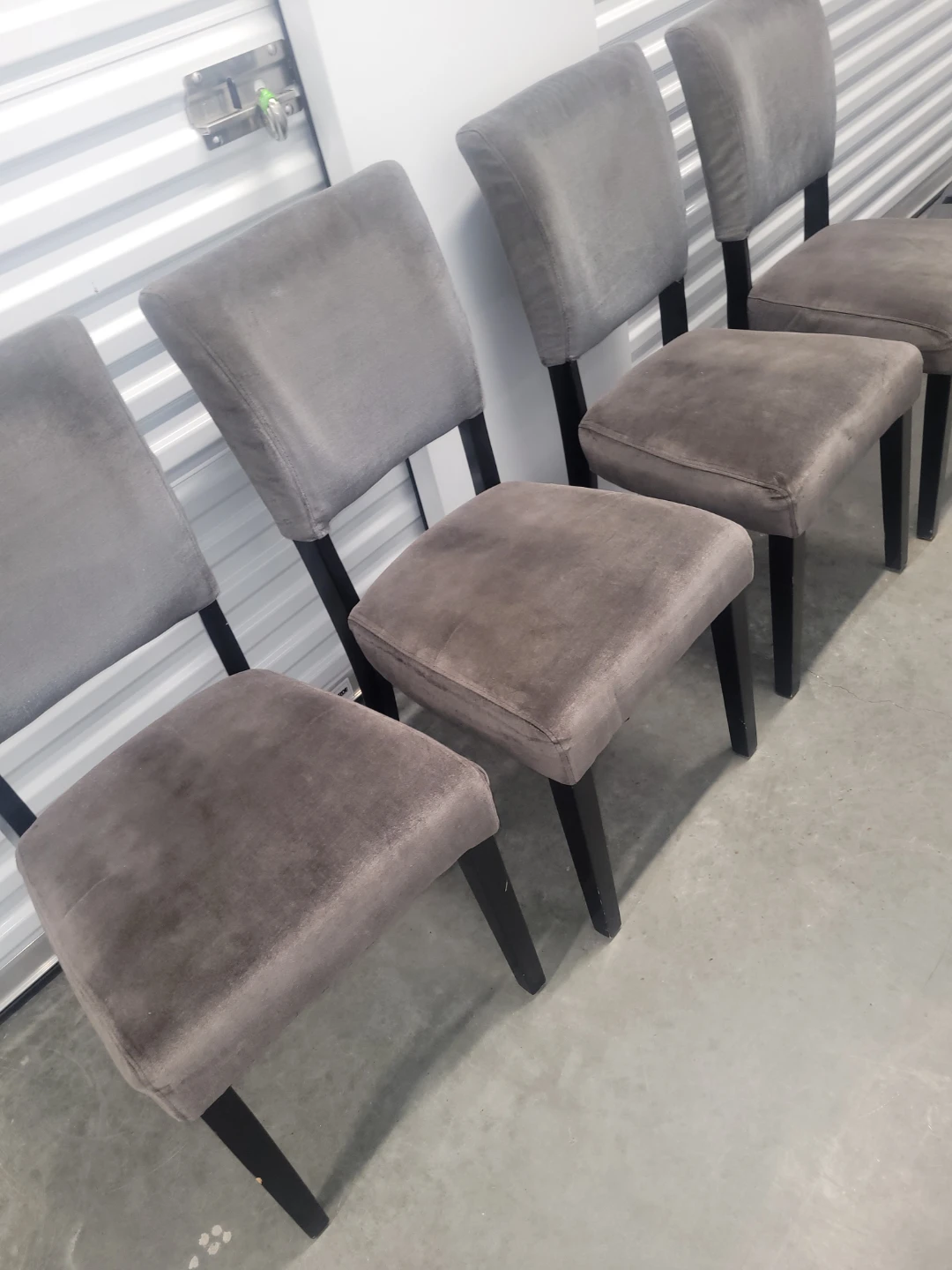 Set of 4 Grey Velvet Dining Chairs