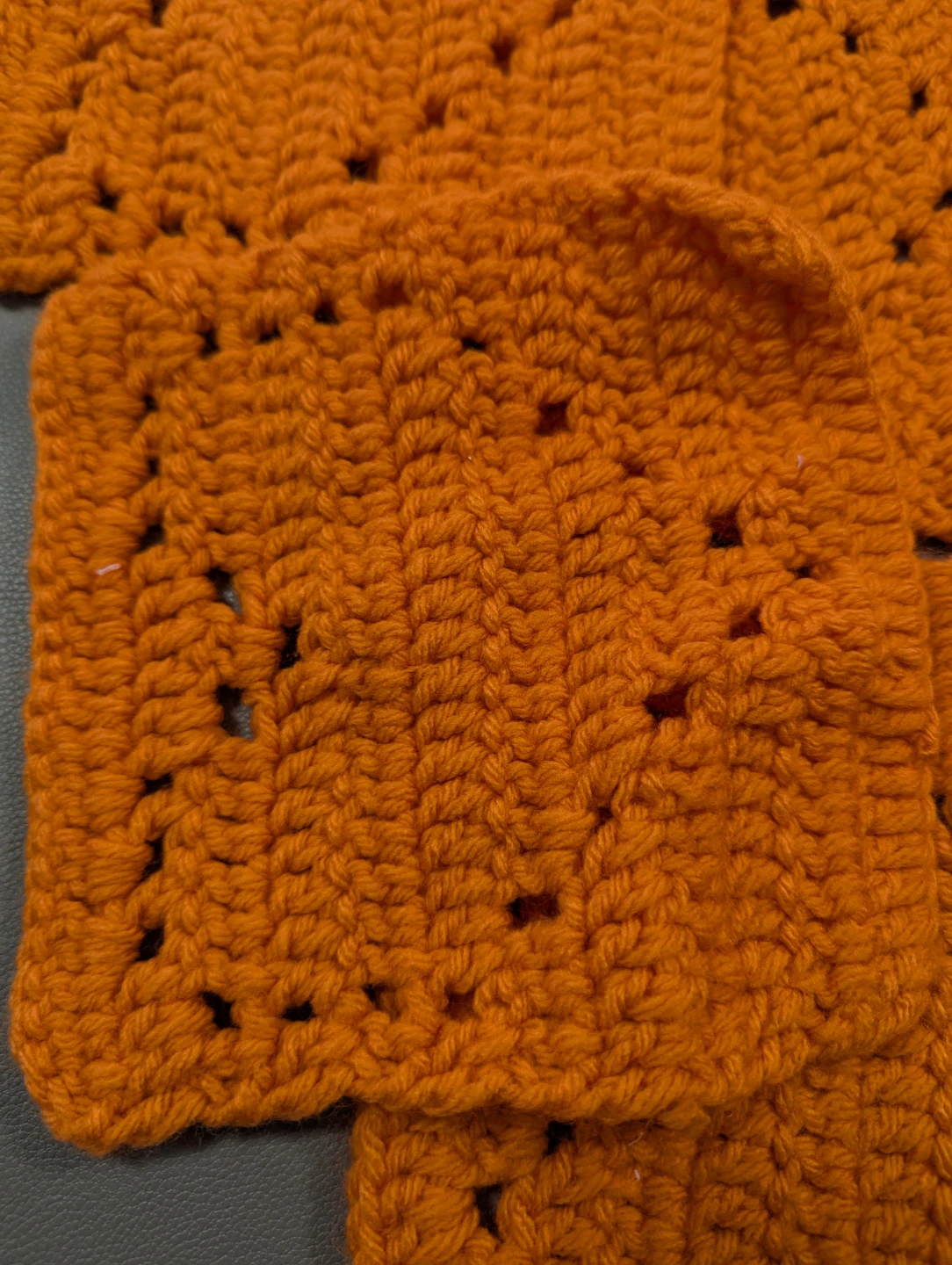 Handmade Orange Crochet Squares (Set of 6) - photo 2
