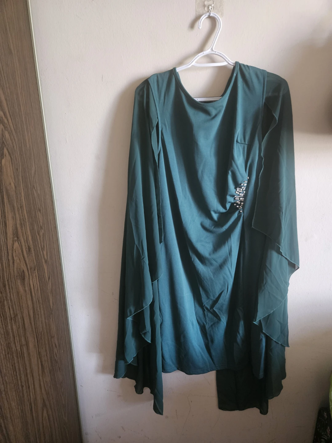 Women's Teal Embellished Cape Dress - photo 3