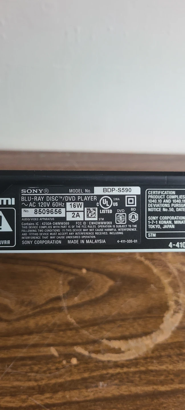 Sony BDP-S590 3D Blu-ray Disc Player Wi-Fi Black DVD Tested - photo 3