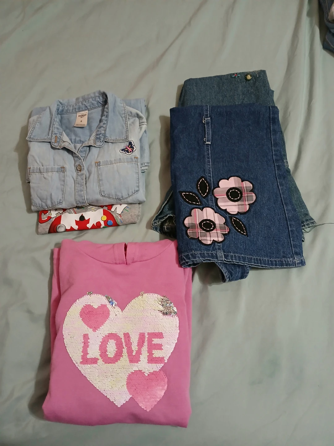Girls' Clothes Bundle - Denim Dress, Hoodie, Shirt