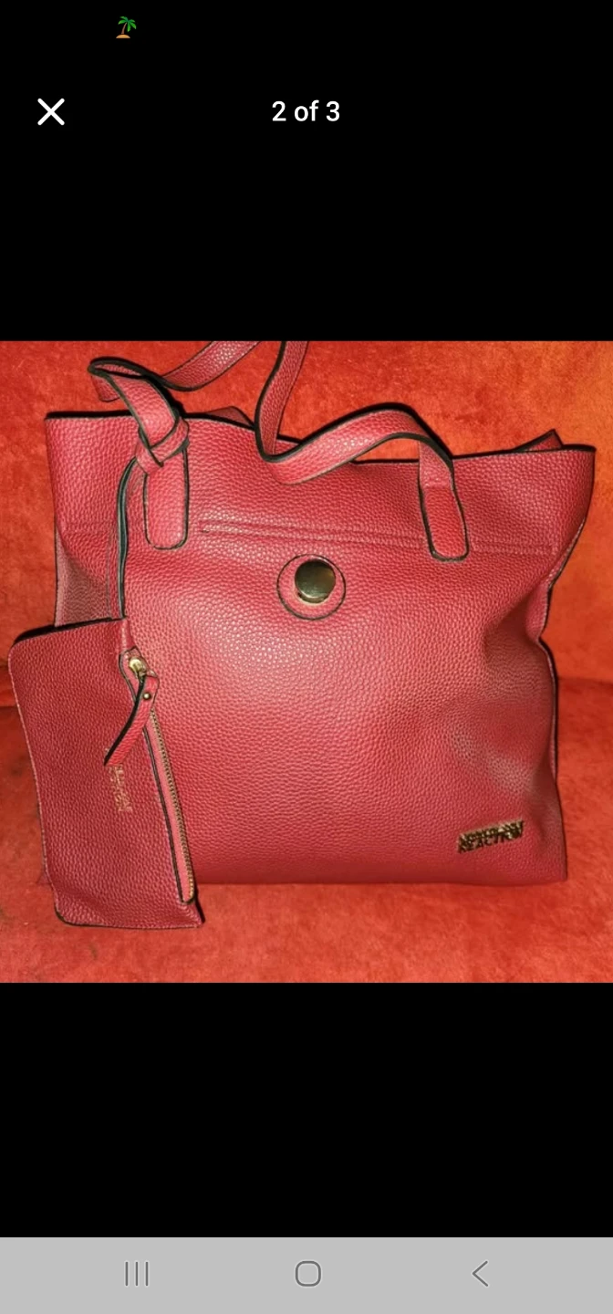 Red Tote Bag with Matching Pouch