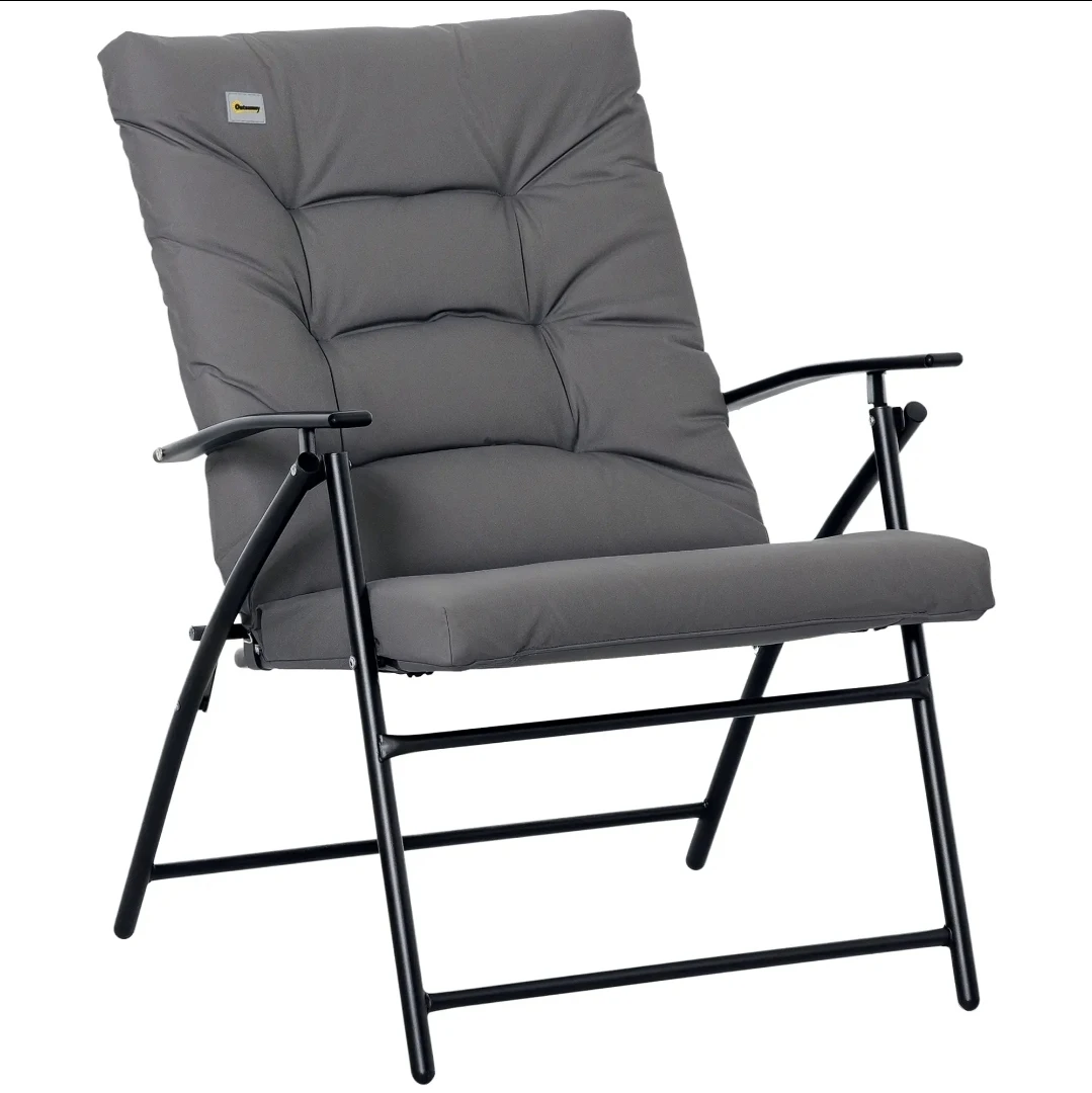 Outsunny Grey Padded Folding Chair