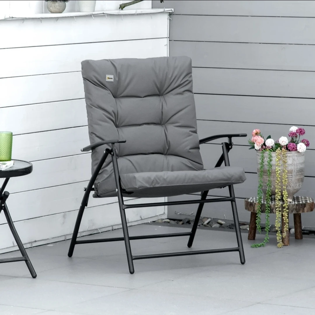 Outsunny Grey Padded Folding Chair - photo 4