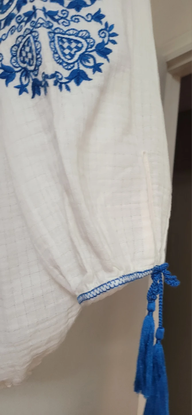 J. Crew White Embroidered Tassel Blouse, sm - photo 3
