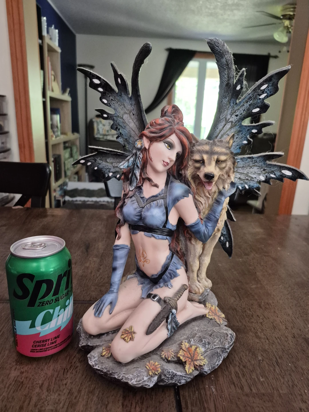 Green Earth Fairy and Wolf Figurine - photo 2