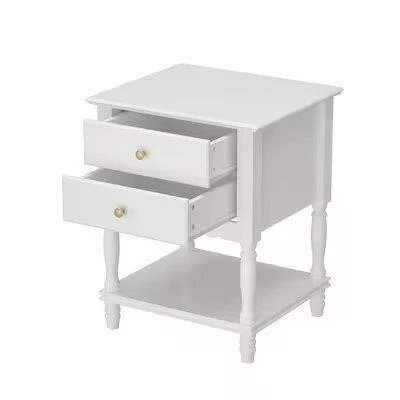 White Two-Drawer Night stand/ End Table with Shelf - photo 2