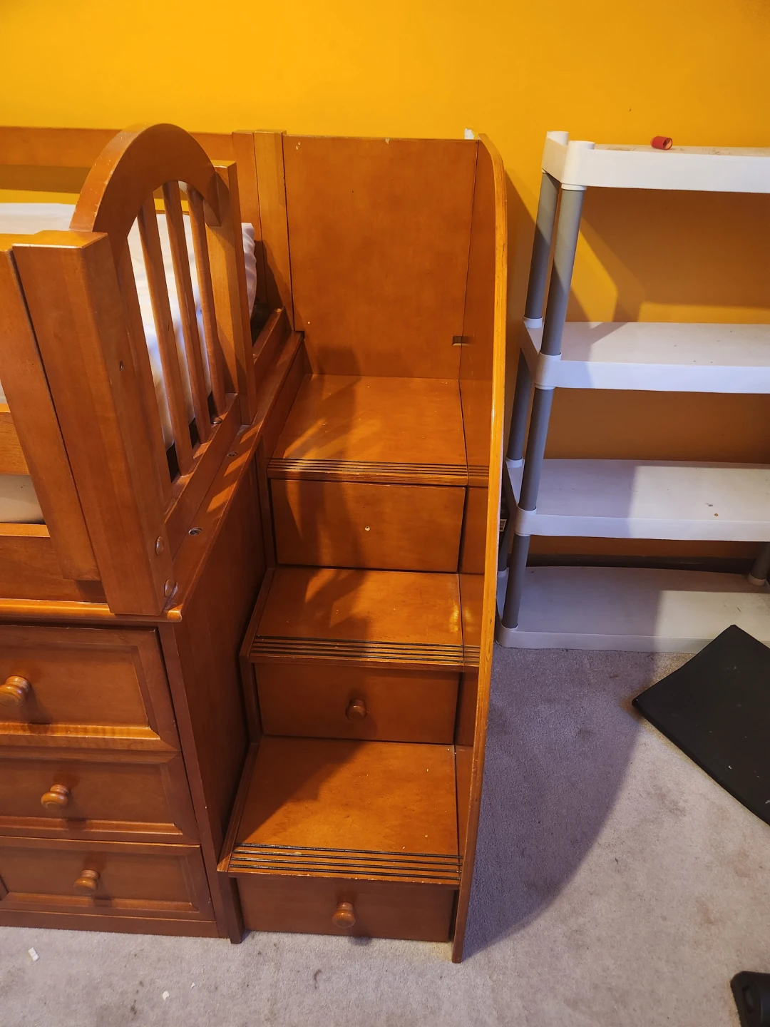 Wooden Loft Bed with Stairs and Desk - photo 2