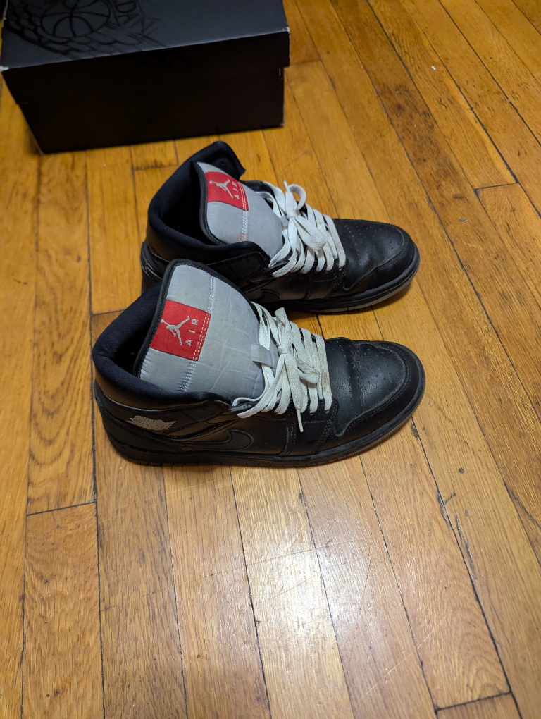 Air Jordan 1 Mid Black Basketball Shoes - photo 3