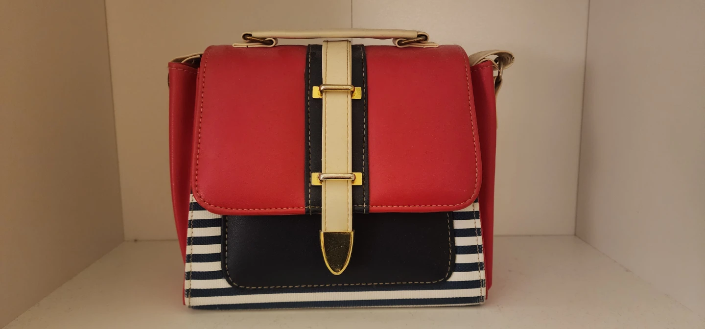 Red and White Striped Purse