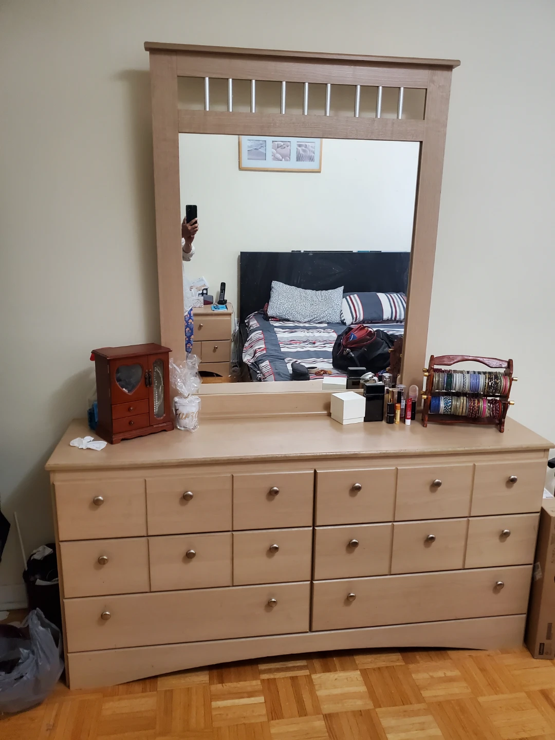 Light Wood Dresser with Mirror