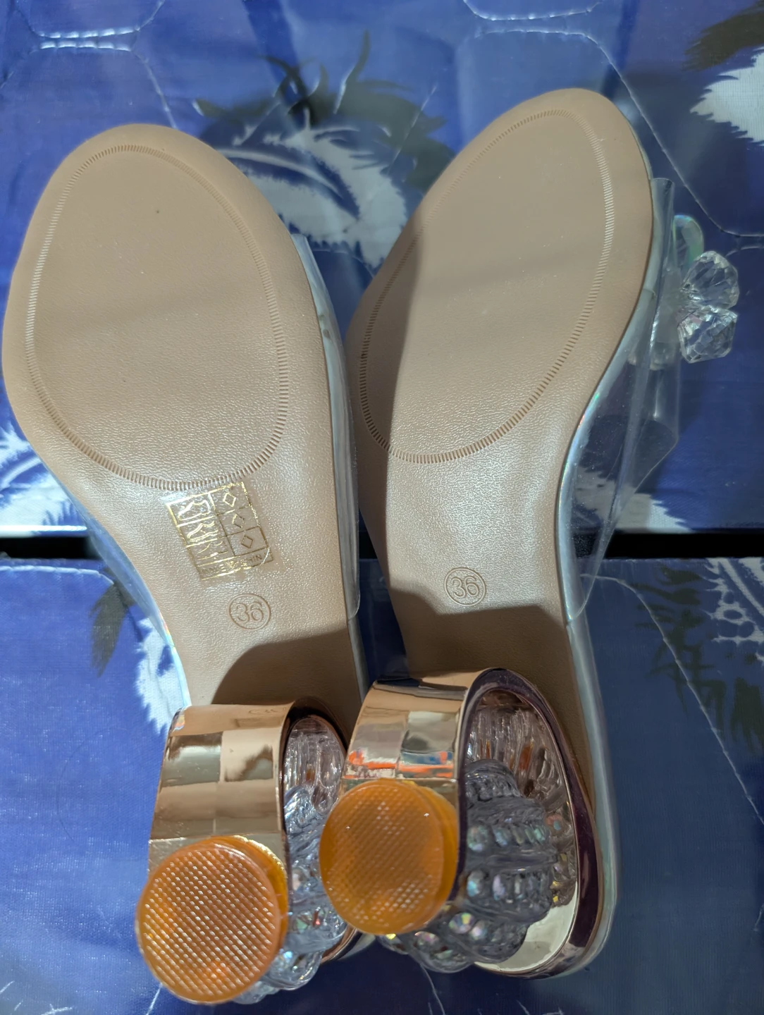 Women's Clear Heeled Sandals Size 36