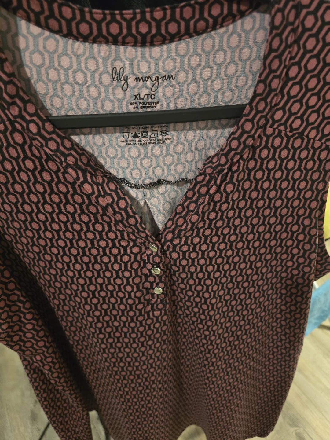Lily Morgan Women's XL/TG Geometric Print Top