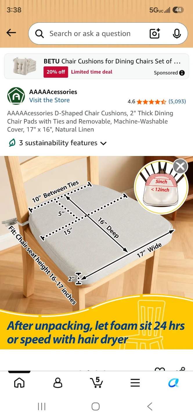 Aaaaacessories 3 D shape chair inserts only 1 cover!!