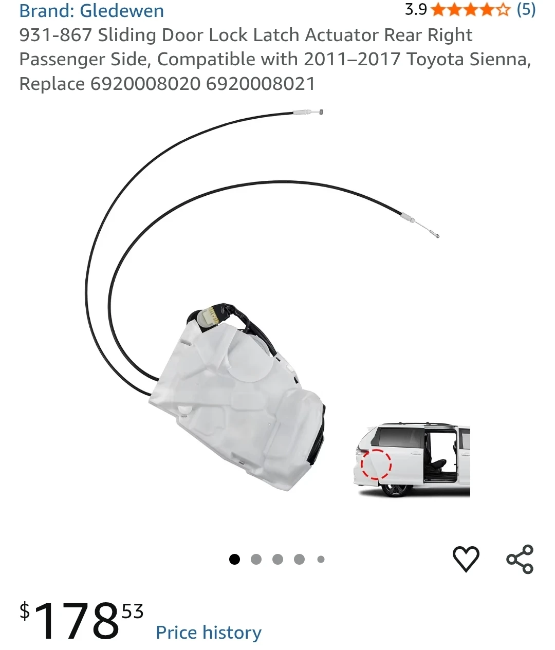 Right Slide Door Latch Lock Actuator for Toyota Sienna 2011-17 - photo 2