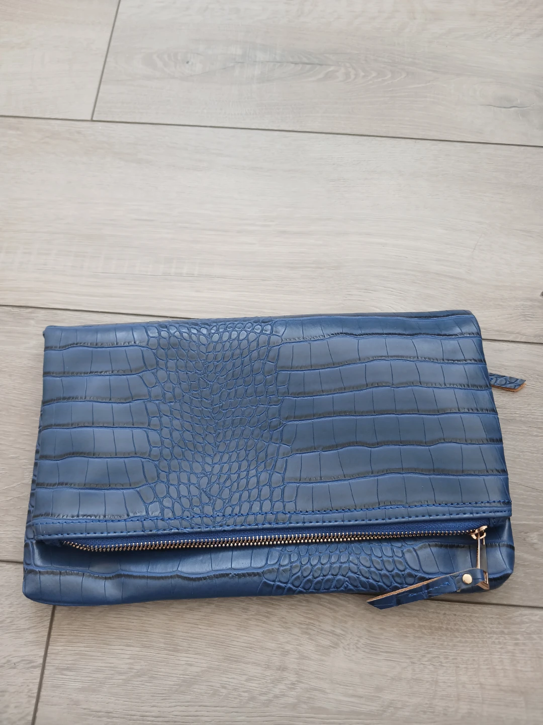 Blue Faux Croc Clutch Bag - photo 3