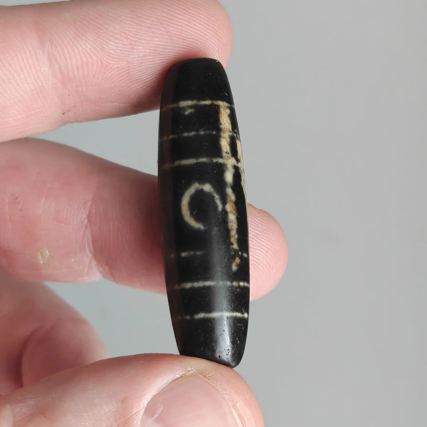 Tibetan Agate 3 Eye Dzi Bead Necklace - photo 3