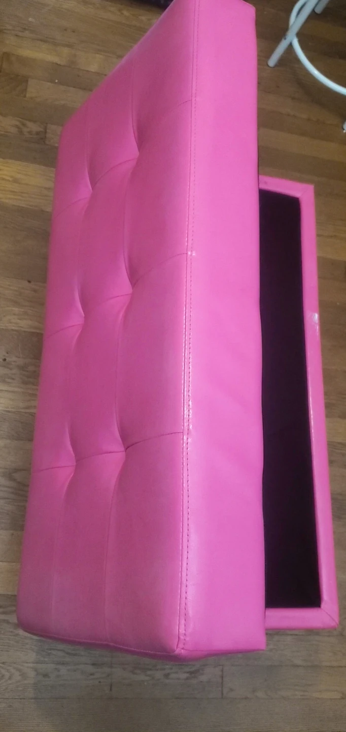 Pink Tufted Storage Ottoman Bench - photo 3