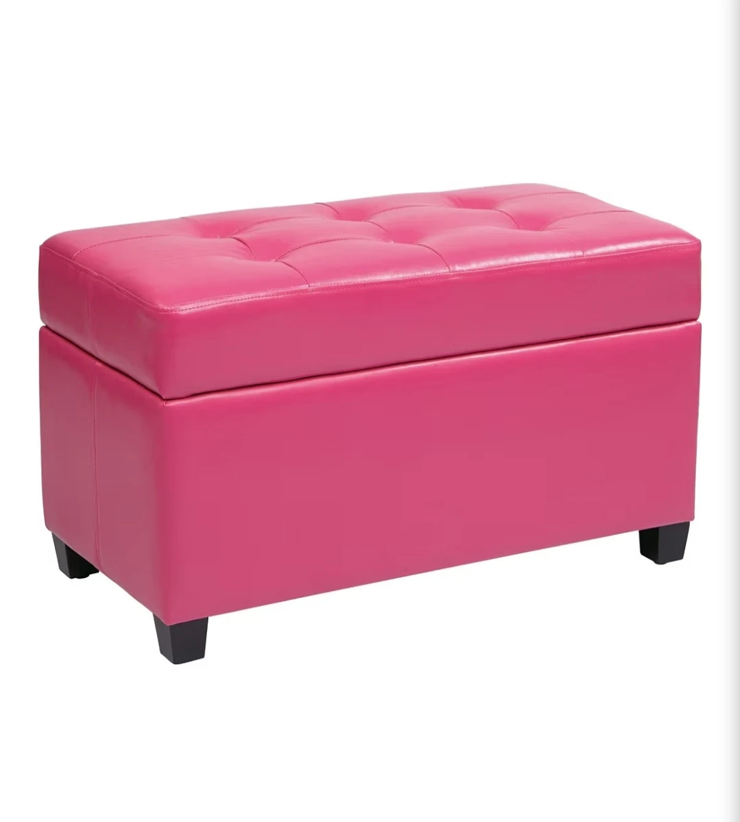 Pink Tufted Storage Ottoman Bench