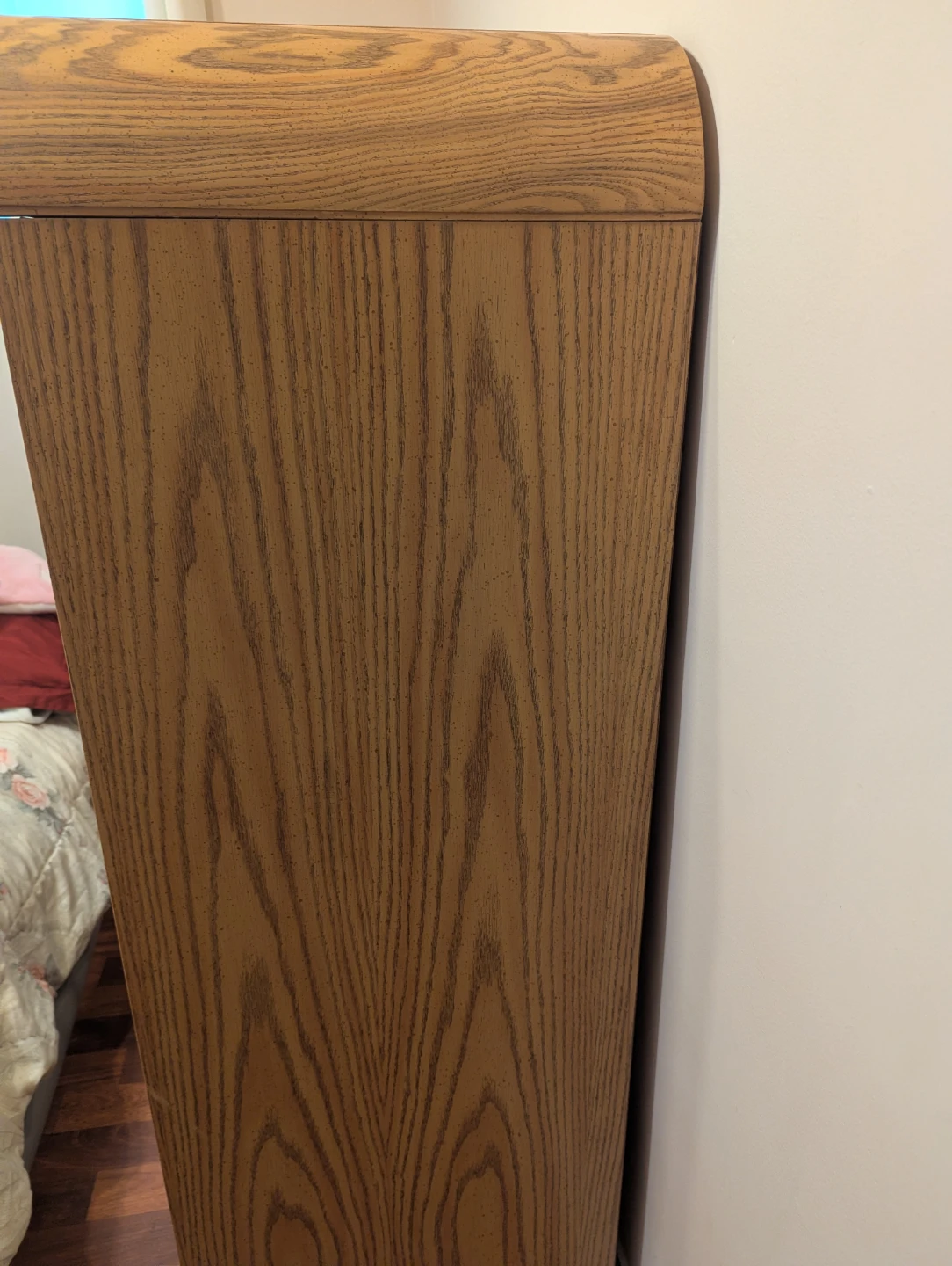 Wooden Mirrored Armoire with Shelves and Drawer - photo 4