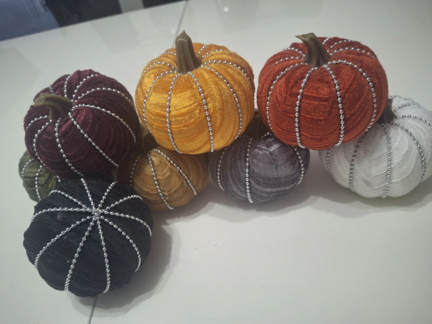 Decorative Velvet Pumpkins Set - Various Colours