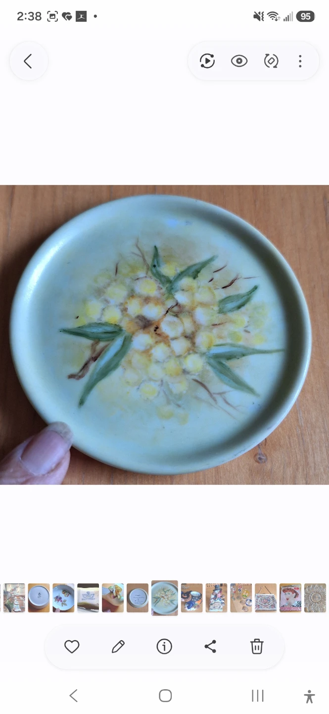 Hand-painted "Wattle" decorative plate by M. Quinn